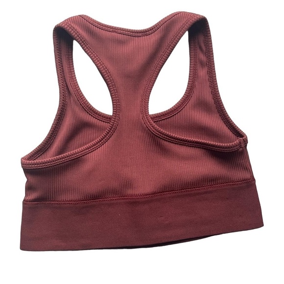 Topshop sports bra crop pullover 39N Racerback Wide Band Rib burgundy size 0-2 - Picture 12 of 14